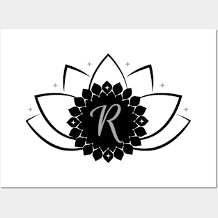 R - Lotus Flower Monogram Posters and Art